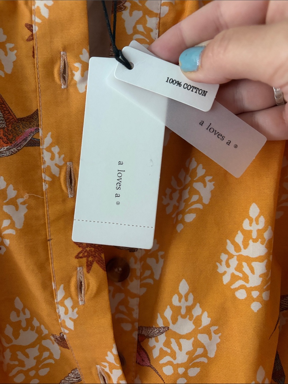 a loves a Yellow Printed Cotton Button-Front Dress - Picture 4 of 4